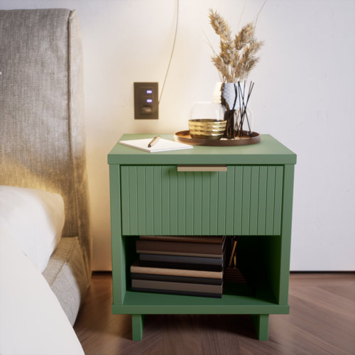 Latitude Run® CallumJames Solid + Manufactured Wood Nightstand